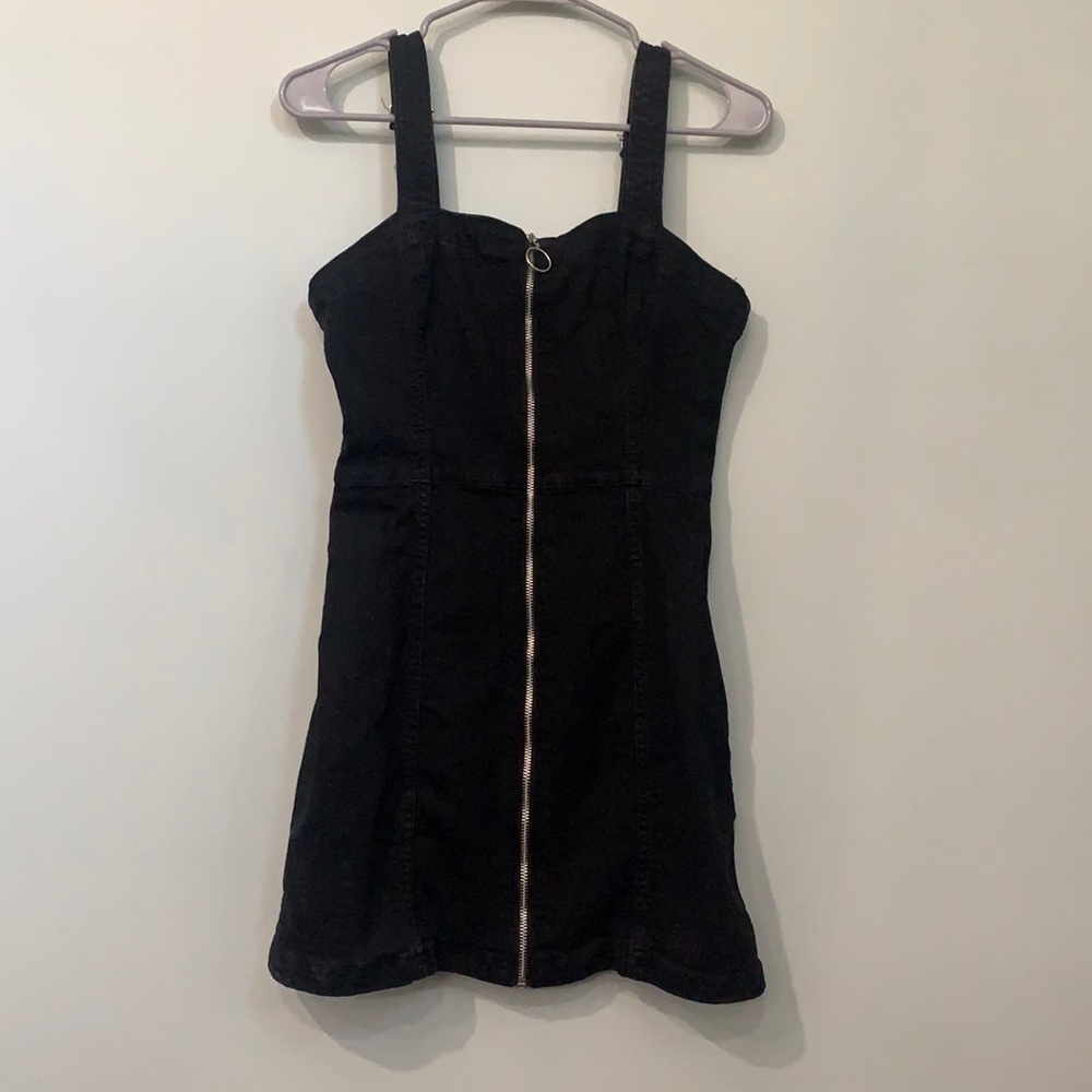 Zip front black denim jumper